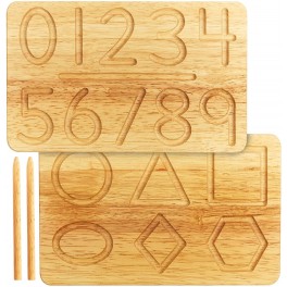 Wooden number and Shape Tracing Board (Double-sided design)