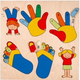 Inlay board 1-10 fingers and toes puzzle hands feet jigsaw